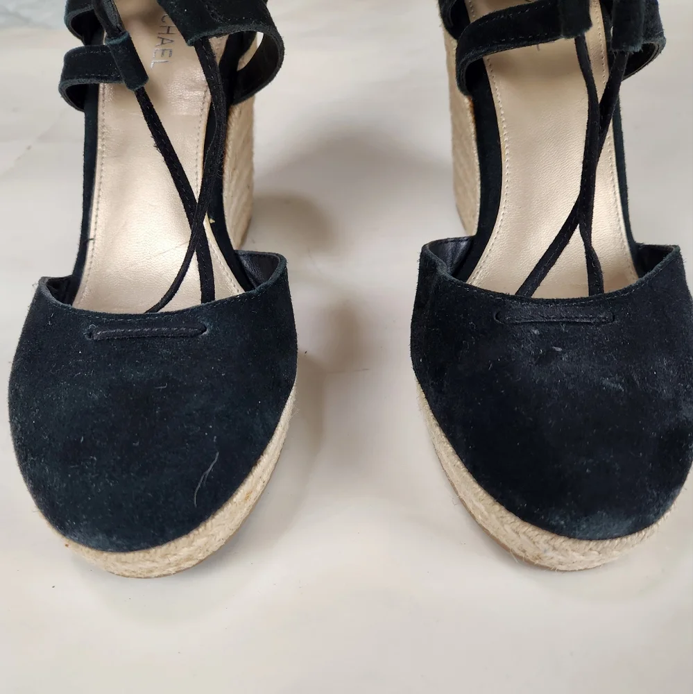 Michael Shannon Shondra Black Suede Espadrilles size 9